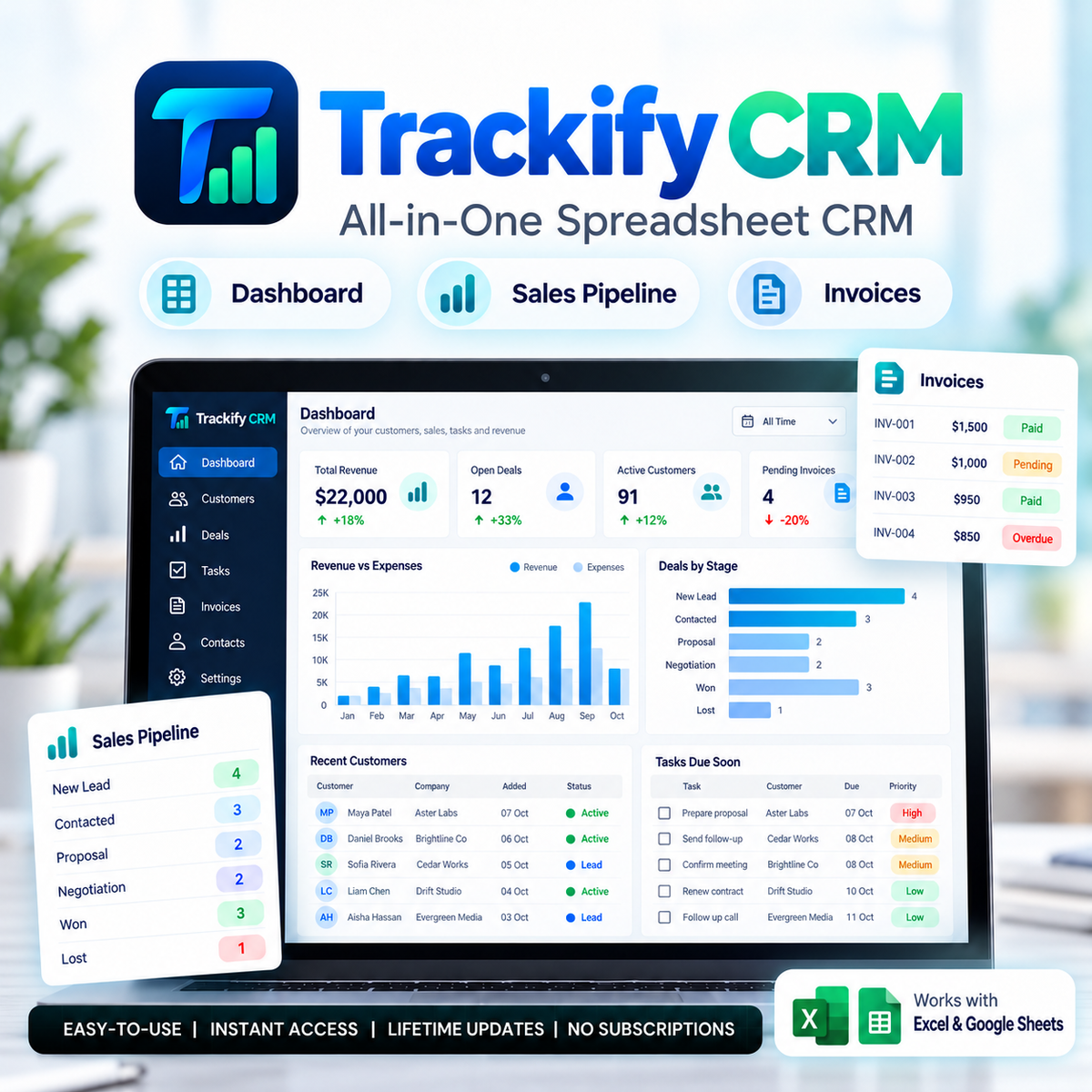 Trackify CRM | 15 In 1 Google Sheets CRM Toolkit